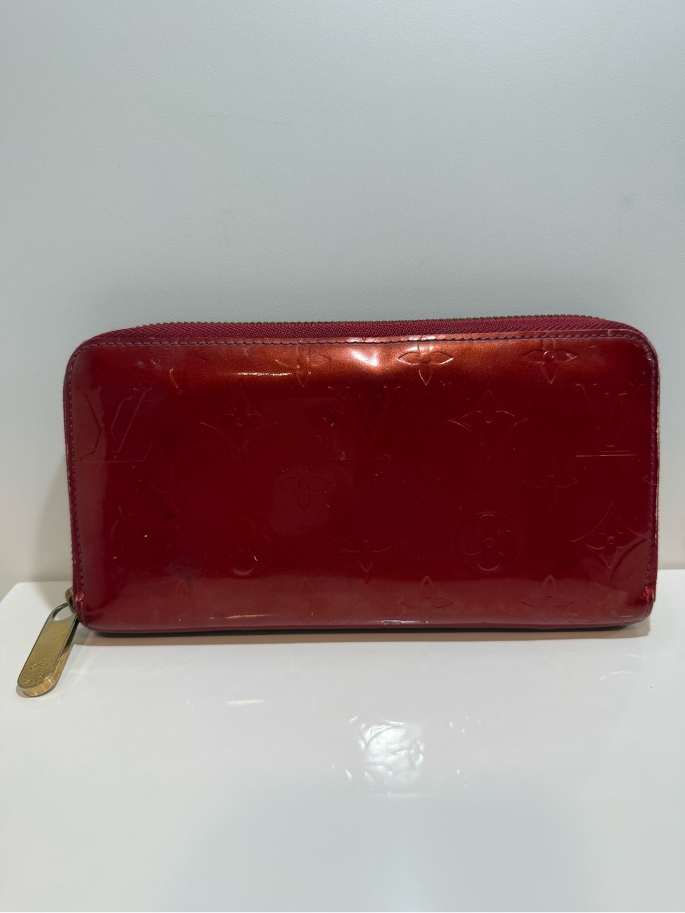 Louis Vuitton Red Vernis Zip Around Wallet